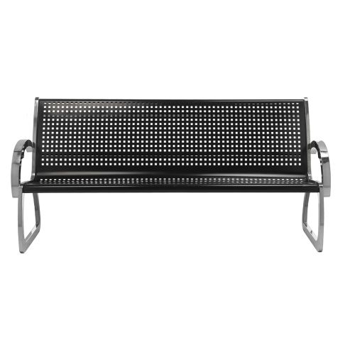 Skyline 4ft. Bench With Backrest, Black and Stainless Steel